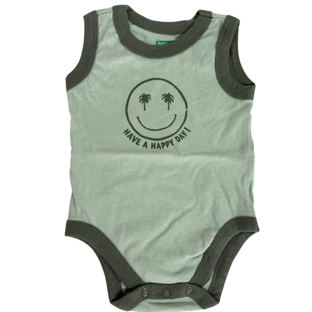 Garanimals Green Smiley Face Sleeveless Tank Bodysuit Size 3-6 Months